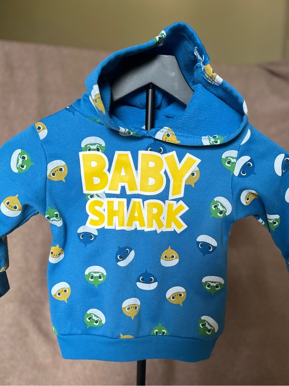 Pinkfong Baby Shark Hoodie Size 2T Blue Fleece Pullover